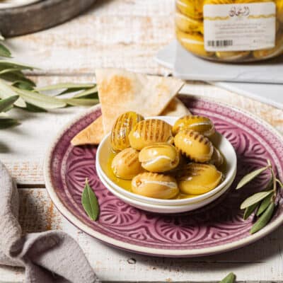 Rayhan Grilled Olives with Labneh